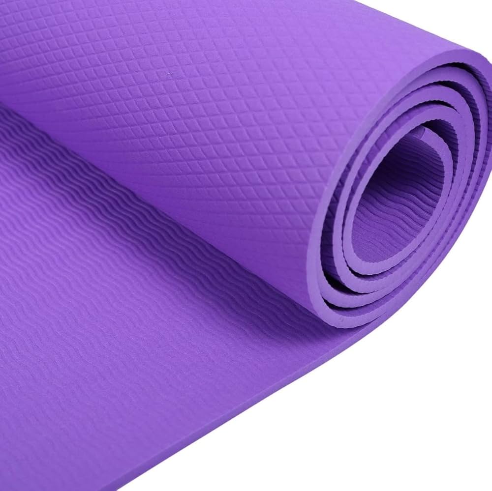 Yoga Mat for Women and Men Fitness(4mm) with Carrying Strap Extra Thick & Large Exercise Mat for Workout Yoga Fitness Anti Tear Anti Slip(PURPLE)